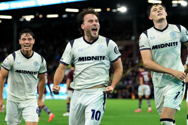 Aidan Morris of Middlesbrough celebrates after scoring to make it 0-1 during the Sky Bet Championship match Burnley vs Middlesbrough at Turf Moor, Burnley, United Kingdom on 02 September 2026

(Photo by Jorge Horsted/News Images)