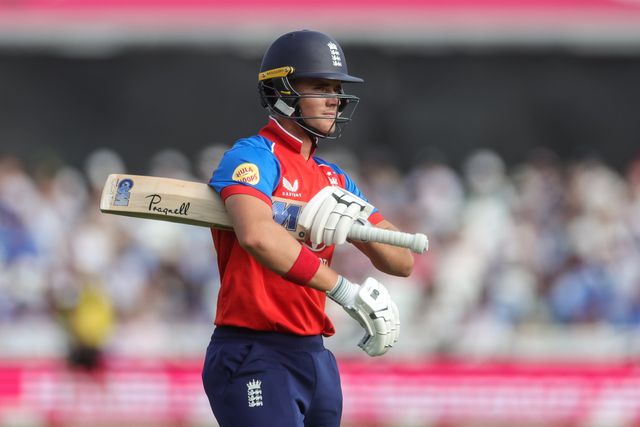 A dejected Jacob Bethell of England leaves the field of play after being dismissed during the Third Vitality T20 International match England vs India at Trent Bridge, Nottingham, United Kingdom on 07 July 2026

(Photo by Mark Cosgrove/News Images)