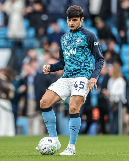 Abdukodir Khusanov of Manchester City in the pregame warmup session during the Premier League match Manchester City vs Crystal Palace at Etihad Stadium, Manchester, United Kingdom on 13 May 2026

(Photo by Mark Cosgrove/News Images)