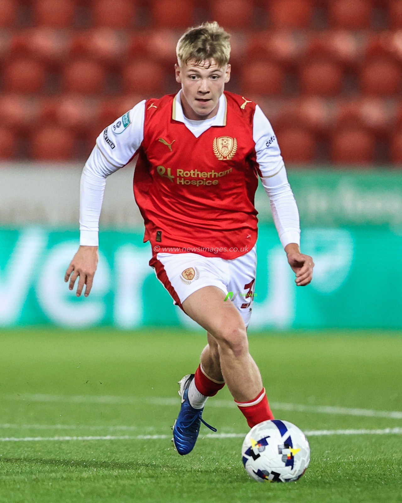Kane Richardson of Rotherham United in action during the The Vertu Trophy Northern Group E match Rotherham United vs Oldham Athletic at New York Stadium, Rotherham, United Kingdom, 7th October 2025

(Photo by Alfie Cosgrove/News Images)