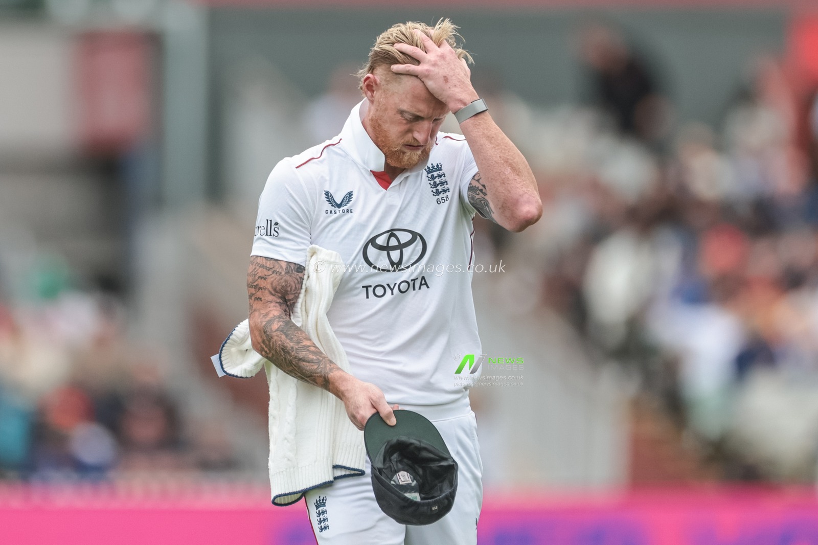 England captain Ben Stokes after finishing his over during the 4th Rothesay Test Match Day 5 England vs India at Old Trafford Cricket Ground, Manchester, United Kingdom, 27th July 2025

(Photo by Mark Cosgrove/News Images)