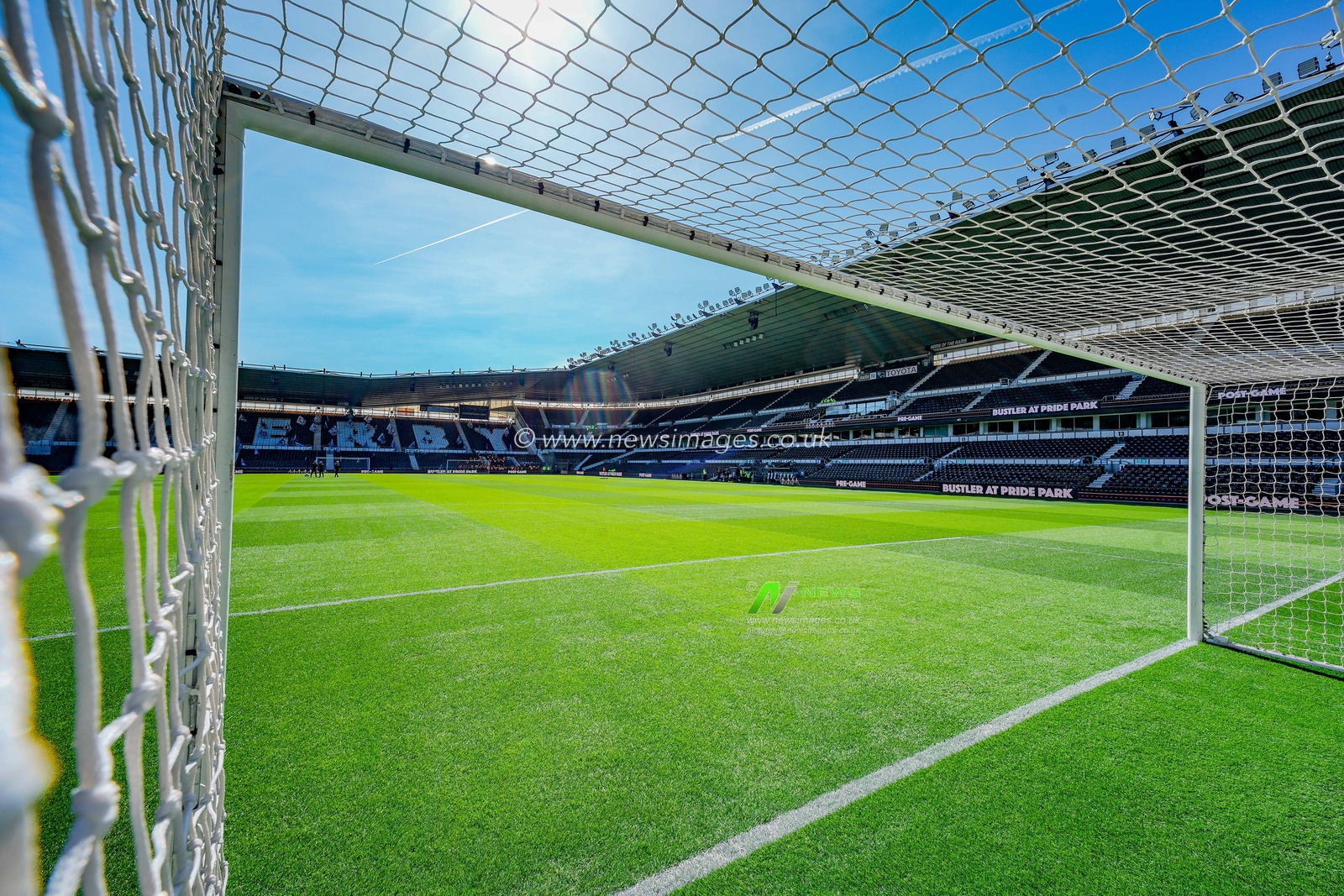 A general view of the pitch and stands during the Sky Bet Championship match Derby County vs Stoke City at Pride Park Stadium, Derby, United Kingdom on 06 April 2026

(Photo by Maynard Manyowa/News Images)