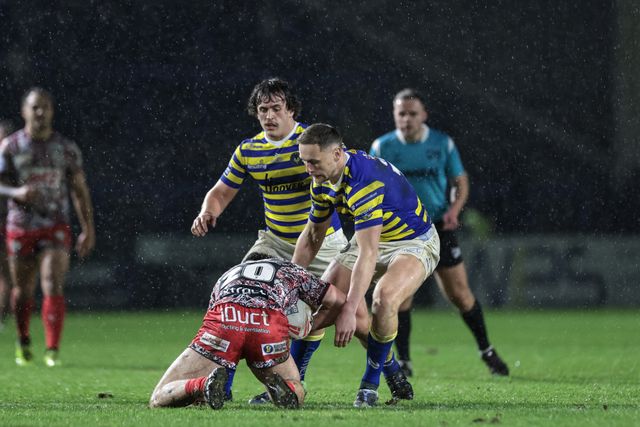 Ben Currie of Warrington Wolves during the Pre Season match Warrington Wolves vs Leigh Leopards at Halliwell Jones Stadium, Warrington, United Kingdom, 30th January 2026

(Photo by Mark Cosgrove/News Images)