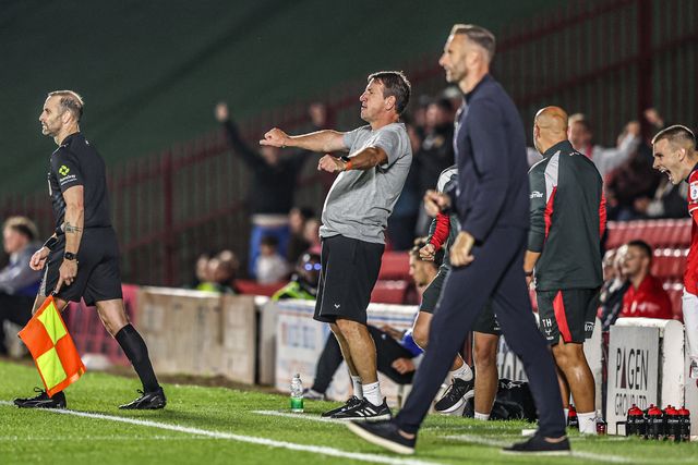 Daniel Stendel manager of Barnsley celebrates as referee Jamie O'Connor blows the final whistle during the Sky Bet League One match Barnsley vs Blackpool at Oakwell, Barnsley, United Kingdom on 02 September 2026

(Photo by Alfie Cosgrove/News Images)