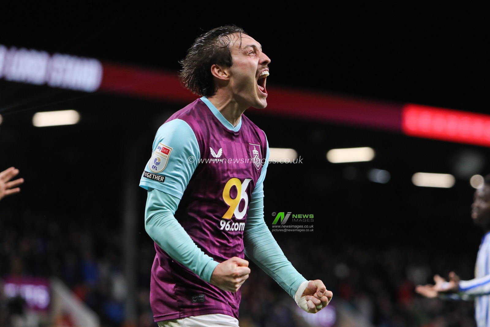 Connor Roberts of Burnley celebrates goal to make it 3-0 during the Sky Bet Championship match Burnley vs Sheffield Wednesday at Turf Moor, Burnley, United Kingdom, 21st February 2025

(Photo by Jorge Horsted/News Images)