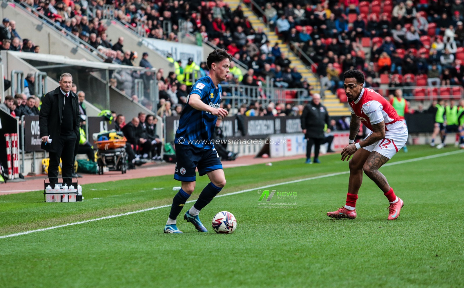 Harry Forster of Crawley Town and Mallik Wilks of Rotherham United during the Sky Bet League 1 match Rotherham United vs Crawley Town at New York Stadium, Rotherham, United Kingdom, 29th March 2025

(Photo by Richard Bierton/News Images)