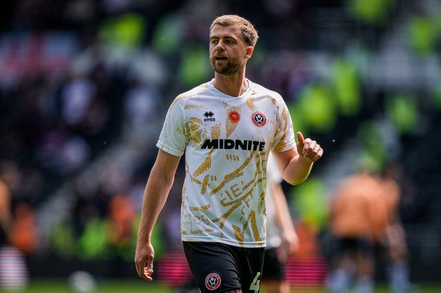 Patrick Bamford of Sheffield United in the pregame warmup session  during the Sky Bet Championship match Derby County vs Sheffield United at Pride Park Stadium, Derby, United Kingdom on 02 May 2026

(Photo by Maynard Manyowa/News Images)