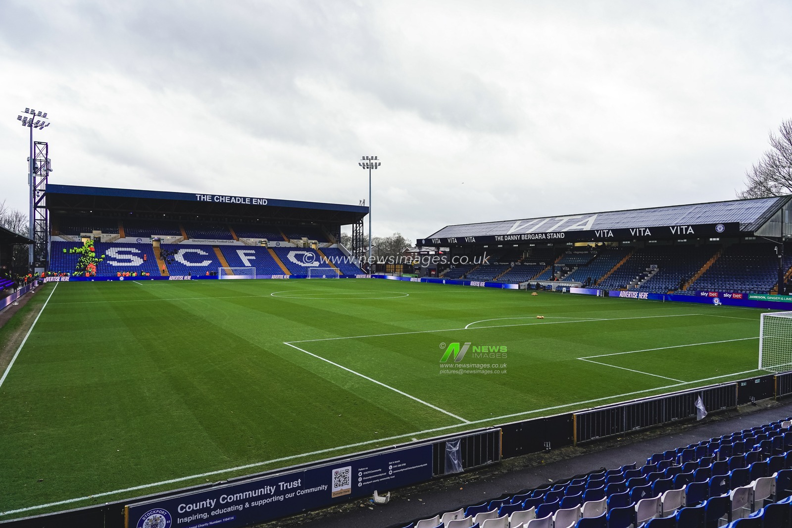 General view of Edgeley Park ahead of the Sky Bet League 1 match Stockport County vs Exeter City at Edgeley Park Stadium, Stockport, United Kingdom, 7th December 2024

(Photo by James Giblin/News Images)