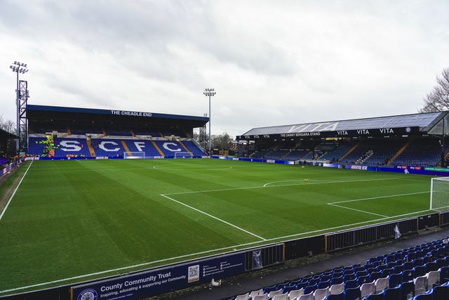 General view of Edgeley Park ahead of the Sky Bet League 1 match Stockport County vs Exeter City at Edgeley Park Stadium, Stockport, United Kingdom, 7th December 2024

(Photo by James Giblin/News Images)