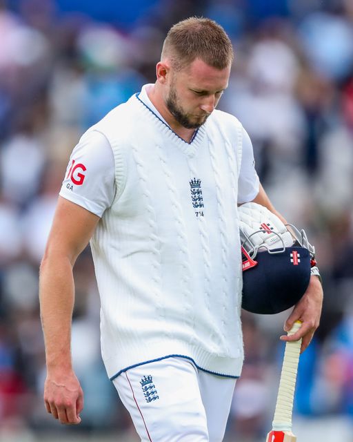 Gus Atkinson of England looks dejected following his dismissal, and draws the series following the 5th Rothesay Test Match day 5 England v India at The Kia Oval, London, United Kingdom, 4th August 2025

(Photo by Izzy Poles/News Images)
