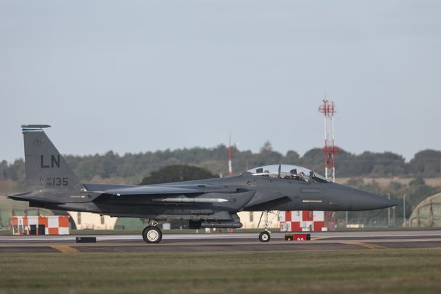 United States Air Force F-15 Strike Eagles take off at RAF Lakenheath on training exercises at RAF Lakenheath, United Kingdom, 11th September 2025

(Photo by Mark Cosgrove/News Images)