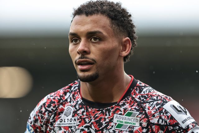 Umyla Hanley of Leigh Leopards during the Betfred Super League round 11 match Leigh Leopards vs Hull KR at Leigh Sports Village, Leigh, United Kingdom on 16 May 2026

(Photo by Mark Cosgrove/News Images)