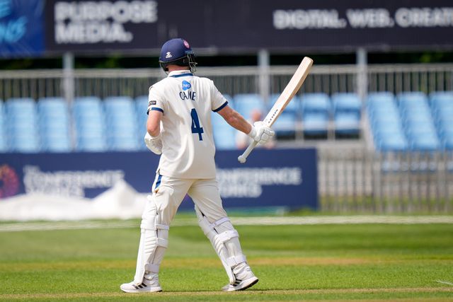 Harry Came of Derbyshire celebrates reaching his 50 by raising his bat to acknowledge the dressing room cheering his half century during the County Championship Division Two Derbyshire vs Northamptonshire day one match at The Central Co-Op County Ground, Derby, United Kingdom on 08 May 2026

(Photo by Maynard Manyowa/News Images)