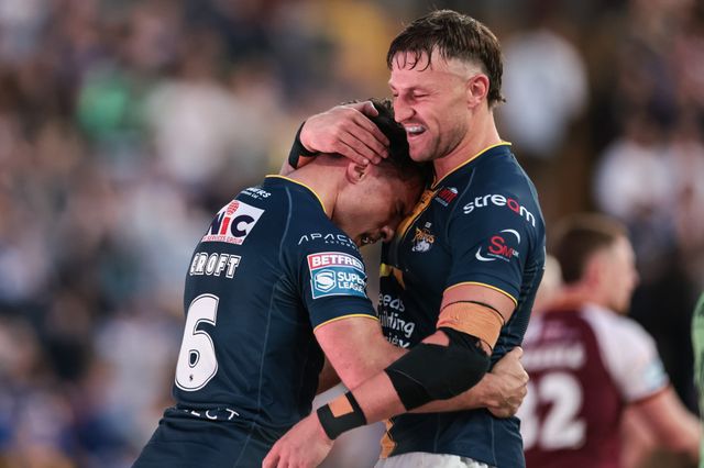 Brodie Croft of Leeds Rhinos celebrates his try during the Betfred Super League round 12 match Leeds Rhinos vs Huddersfield Giants at AMT Headingley Stadium, Leeds, United Kingdom on 22 May 2026

(Photo by Mark Cosgrove/News Images)