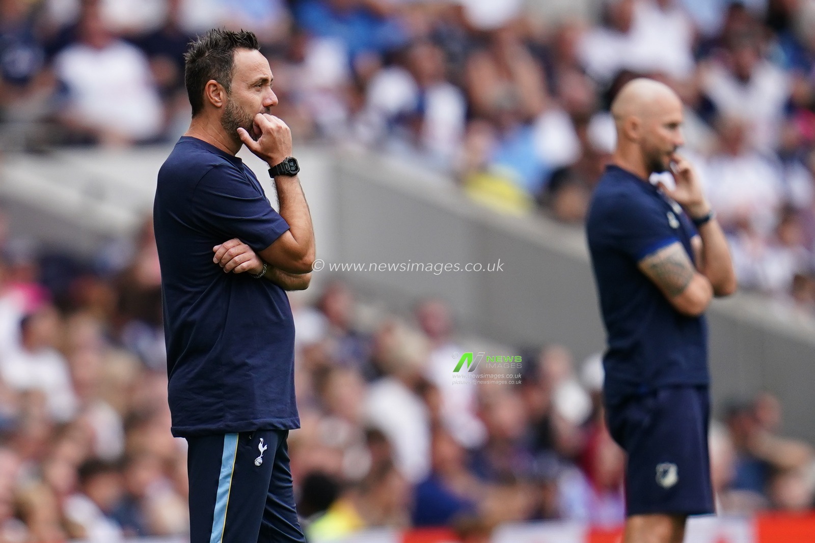 Roberto De Zerbi manager of Tottenham Hotspur looks on during the pre-season friendly match Tottenham Hotspur vs Hoffenheim at Tottenham Hotspur Stadium, London, United Kingdom on 15 August 2026

(Photo by Harvey Murphy/News Images)
