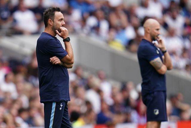 Roberto De Zerbi manager of Tottenham Hotspur looks on during the pre-season friendly match Tottenham Hotspur vs Hoffenheim at Tottenham Hotspur Stadium, London, United Kingdom on 15 August 2026

(Photo by Harvey Murphy/News Images)