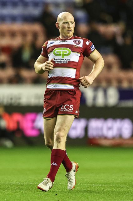 Liam Farrell of Wigan Warriors during the Betfred Super League Semi Final 1 match Wigan Warriors vs Leigh Leopards at The Brick Community Stadium, Wigan, United Kingdom, 3rd October 2025

(Photo by Alfie Cosgrove/News Images)