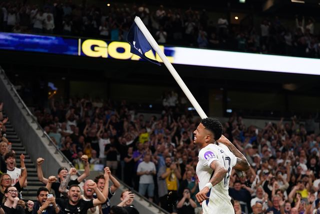 Savio of Tottenham Hotspur celebrates 5-0 lead during the Carabao Cup round 2 match Tottenham Hotspur vs Charlton Athletic at Tottenham Hotspur Stadium, London, United Kingdom on 26 August 2026

(Photo by Harvey Murphy/News Images)