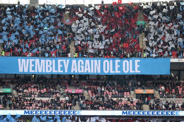 Manchester City fans during the Carabao Cup Final match Arsenal vs Manchester City at Emirates, London, United Kingdom on 22 March 2026

(Photo by Alfie Cosgrove/News Images)