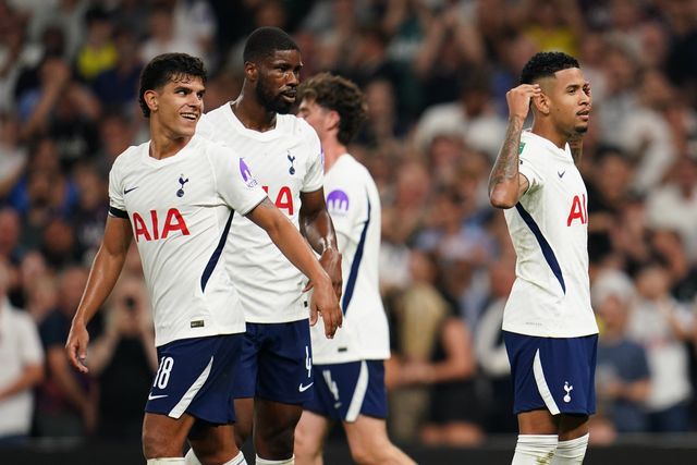 Savio of Tottenham Hotspur celebrates his goal during the Carabao Cup round 2 match Tottenham Hotspur vs Charlton Athletic at Tottenham Hotspur Stadium, London, United Kingdom on 26 August 2026

(Photo by Harvey Murphy/News Images)