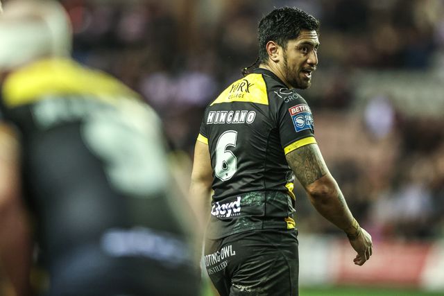 Ata Hingano of York Knights reacts to being sent off by referee Marcus Griffiths during the Betfred Super League round 5 match Wigan Warriors vs York Knights at The Brick Community Stadium, Wigan, United Kingdom on 19 March 2026

(Photo by Alfie Cosgrove/News Images)