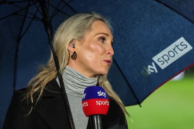 Jenna Brooks of Sky Sports during a live broadcast during the Betfred Super League Round 1 match York Knights vs Hull KR at LNER Community Stadium, Lincoln, United Kingdom on 12 February 2026

(Photo by Mark Cosgrove/News Images)