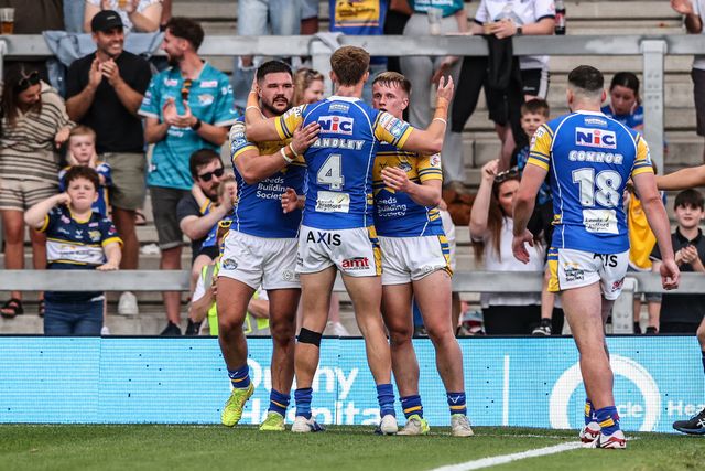 Alfie Edgell of Leeds Rhinos celebrates his try during the Betfred Super League round 19 match Leeds Rhinos vs Salford Red Devils at Headingley Stadium, Leeds, United Kingdom, 18th July 2025

(Photo by Alfie Cosgrove/News Images)