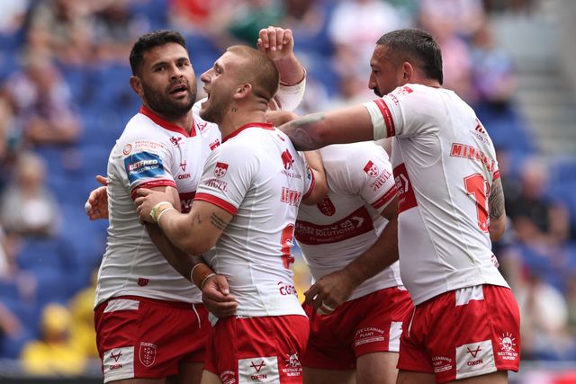 Rhyse Martin of Hull KR celebrates his try during the Betfred Super League Magic Weekend match Hull KR vs Hull FC at Hill Dickinson Stadium, Liverpool, United Kingdom on 04 July 2026

(Photo by Alfie Cosgrove/News Images)