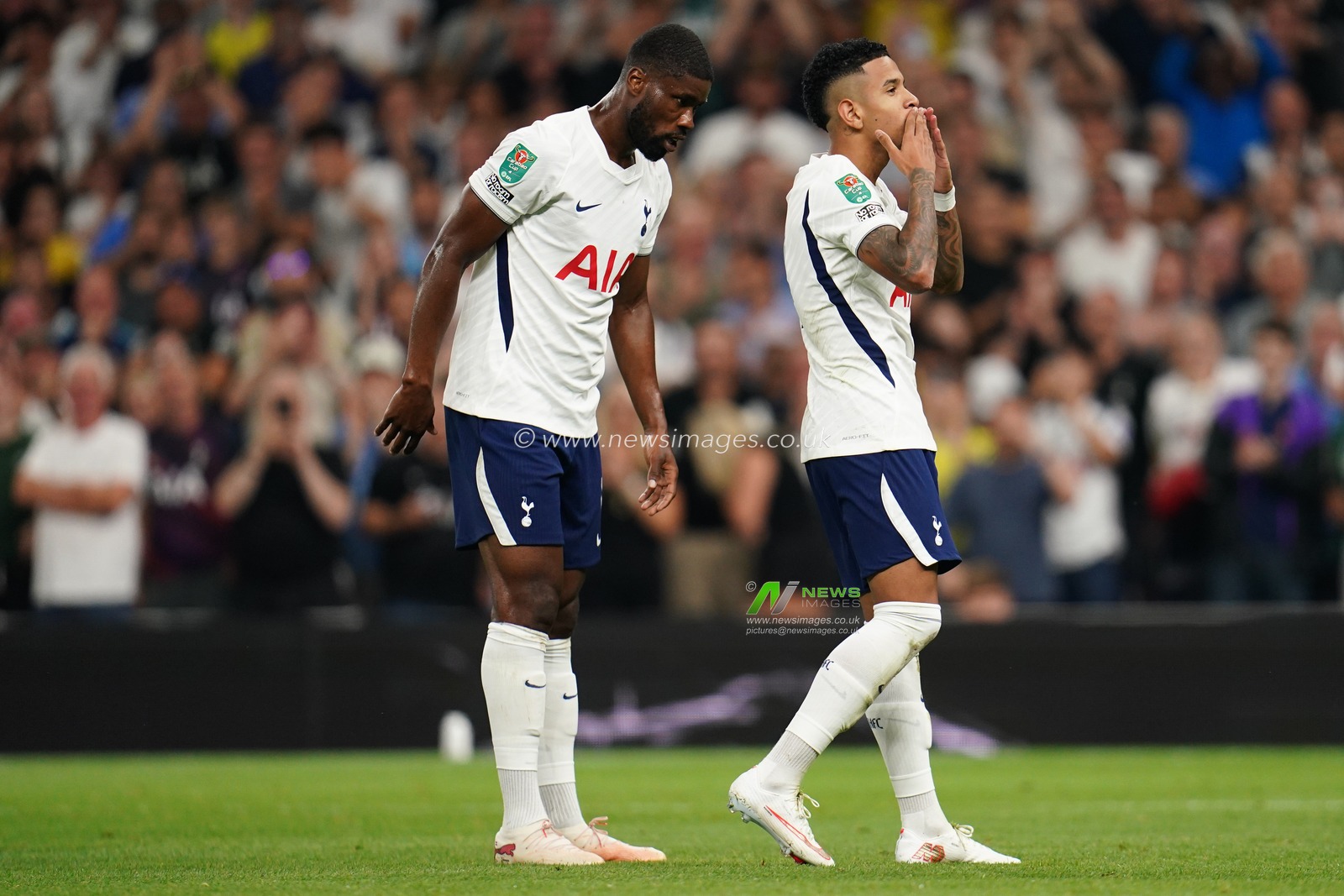 Savio of Tottenham Hotspur celebrates his goal during the Carabao Cup round 2 match Tottenham Hotspur vs Charlton Athletic at Tottenham Hotspur Stadium, London, United Kingdom on 26 August 2026

(Photo by Harvey Murphy/News Images)