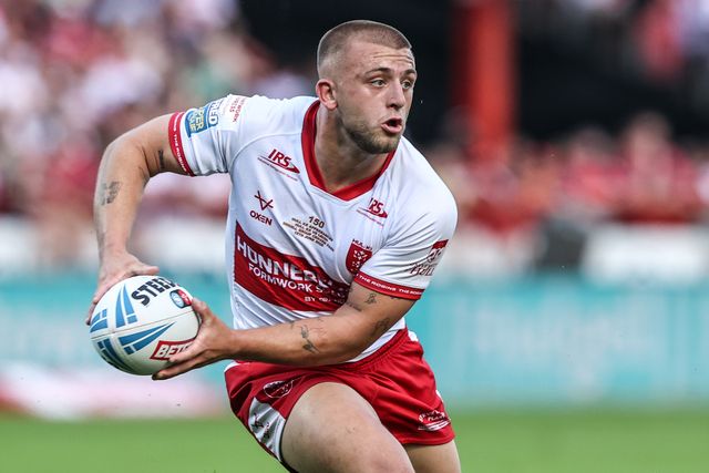 Mikey Lewis of Hull KR in action during the Betfred Super League round 15 match Hull KR vs Leigh Leopards at Sewell Group Craven Park, Hull, United Kingdom on 19 June 2026

(Photo by Alfie Cosgrove/News Images)