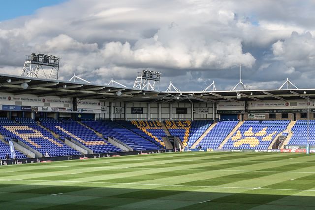 A general view of Halliwell Jones Stadium ahead of the Betfred Super League Round 24 match Warrington Wolves vs Salford Red Devils at Halliwell Jones Stadium, Warrington, United Kingdom, 29th August 2025

(Photo by Alfie Cosgrove/News Images)