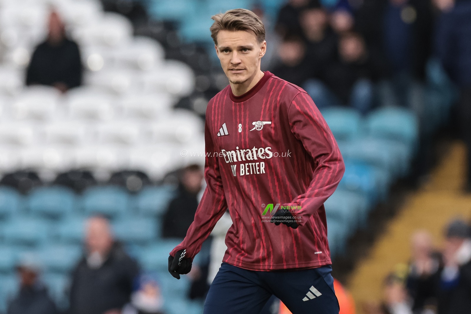 Martin Odegaard of Arsenal in the pregame warmup session during the Premier League match Leeds United vs Arsenal at Elland Road, Leeds, United Kingdom, 31st January 2026

(Photo by Mark Cosgrove/News Images)