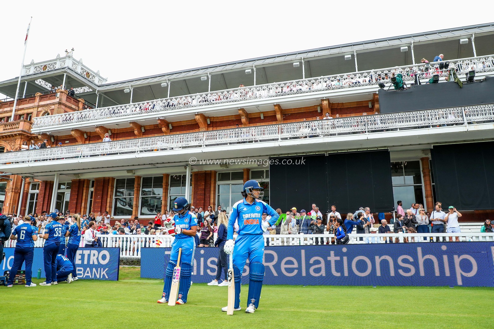 Pratika Rawal and Smriti Mandhana of India take to the field during the 2nd Metro Bank One Day International England Women v India Women at Lords, London, United Kingdom, 19th July 2025

(Photo by Izzy Poles/News Images)