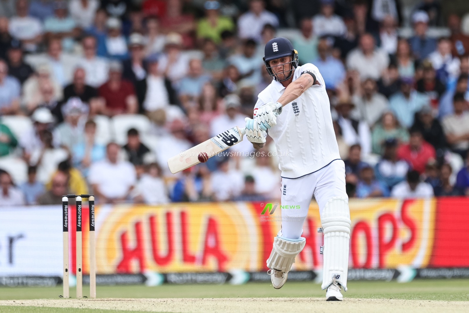 Brydon Carse of England hits a four (4) during the 1st Rothesay Test Match, Day 3 England vs India at Headingley Cricket Ground, Leeds, United Kingdom, 22nd June 2025

(Photo by Mark Cosgrove/News Images)