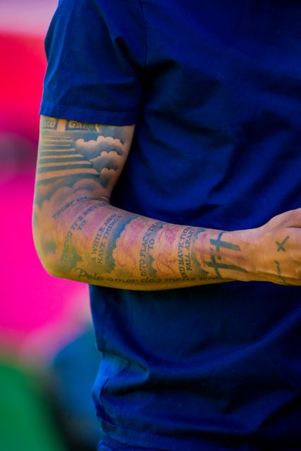 Eli Junior Kroupi of Bournemouth tattoos during the Premier League match Nottingham Forest vs Bournemouth at City Ground, Nottingham, United Kingdom on 24 May 2026

(Photo by Maynard Manyowa/News Images)