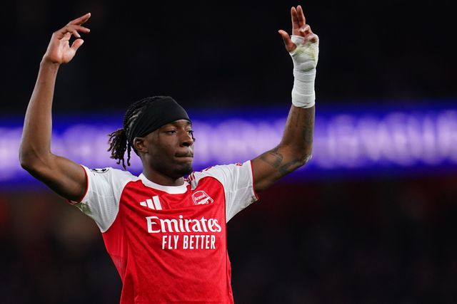 Noni Madueke of Arsenal tries to hype up crowd during the UEFA Champions League Quarter Finals match Arsenal vs Sporting CP at Arsenal stadium, London, United Kingdom on 15 April 2026

(Photo by Harvey Murphy/News Images)