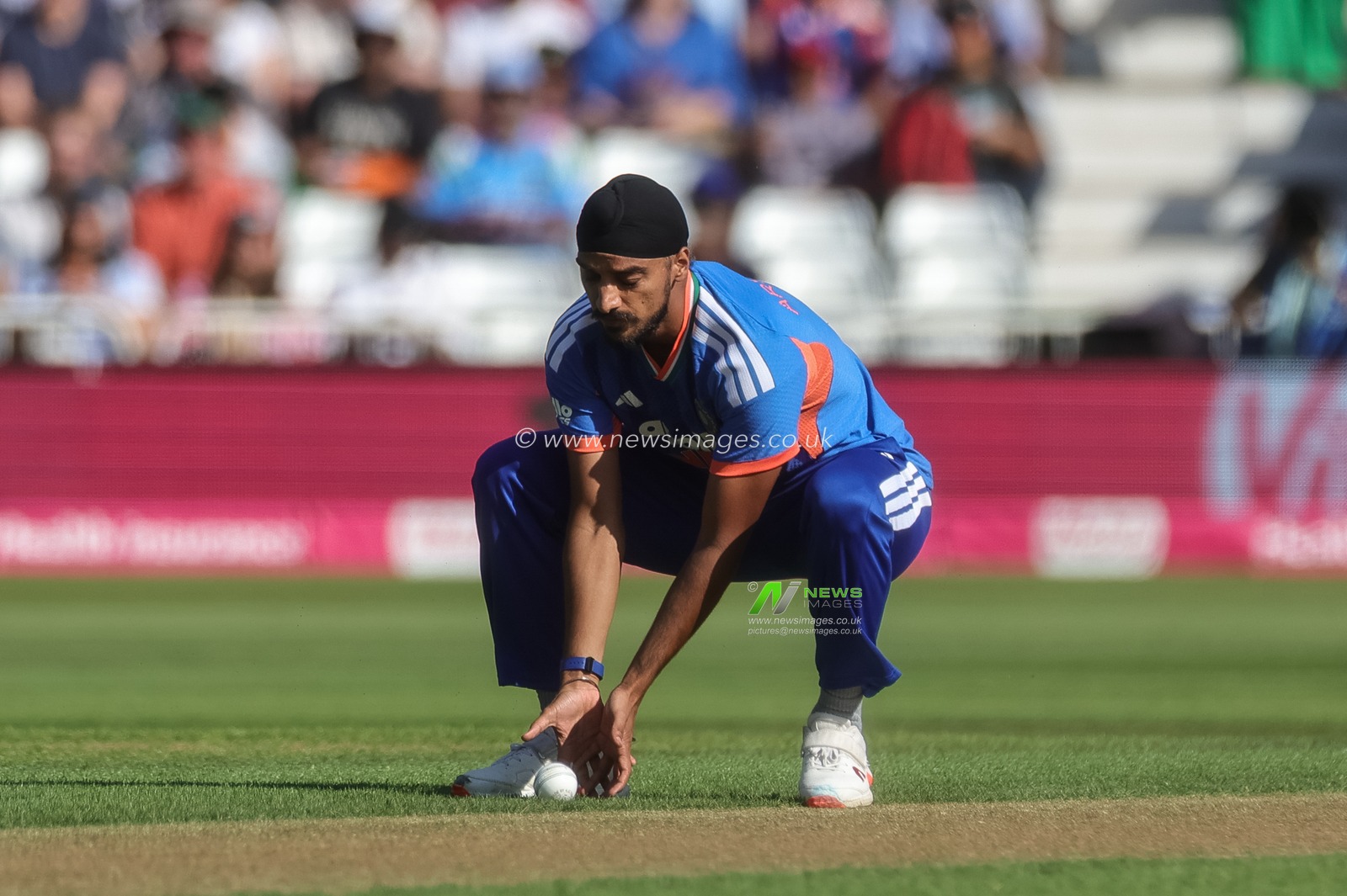 Arshdeep Singh of India fields his own ball during the Third Vitality T20 International match England vs India at Trent Bridge, Nottingham, United Kingdom on 07 July 2026

(Photo by Mark Cosgrove/News Images)