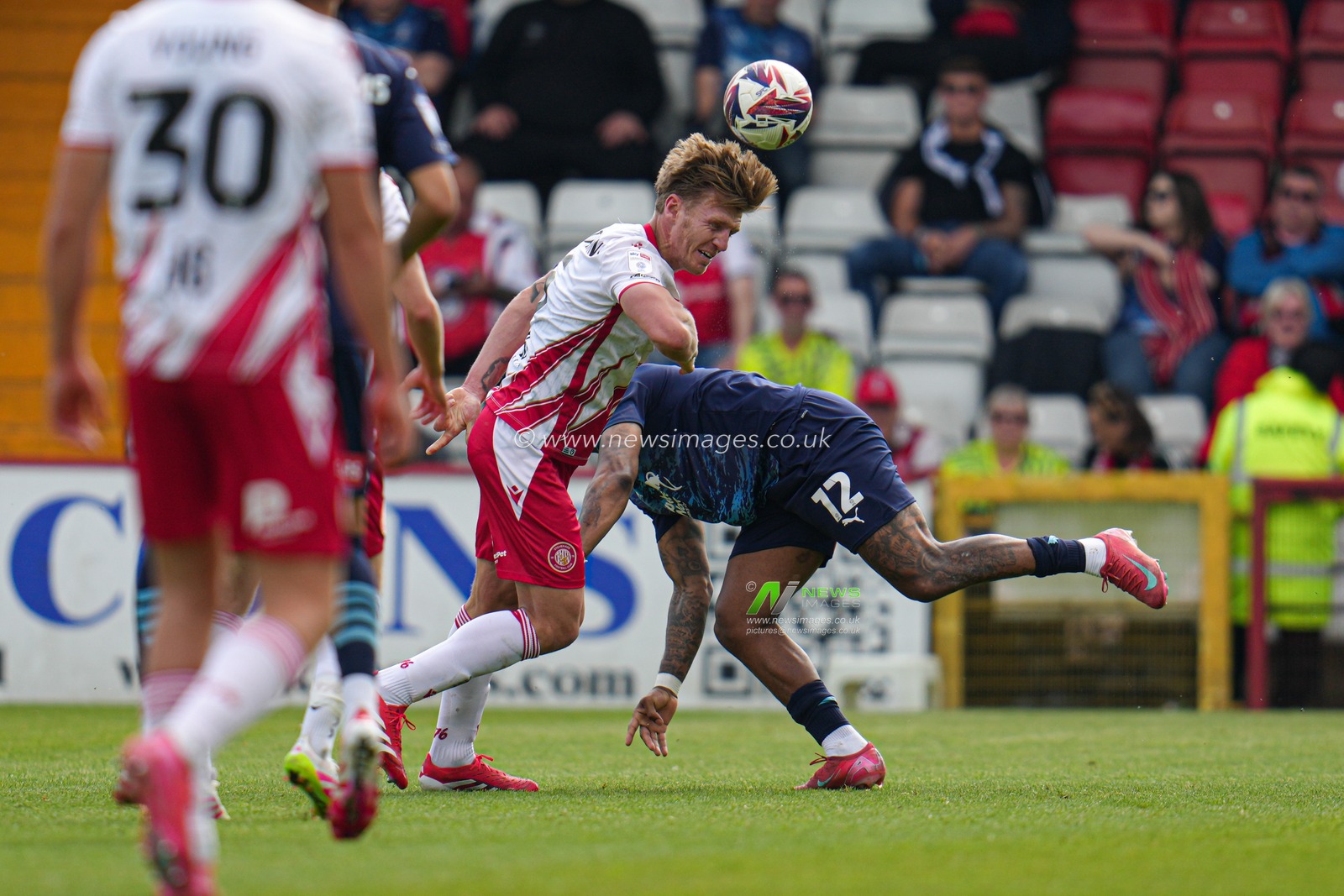 Carl Piergianni of Stevenage wins header during the Sky Bet League 1 match Stevenage vs Rotherham United at Lamex Stadium, Stevenage, United Kingdom, 27th April 2025

(Photo by Harvey Murphy/News Images)