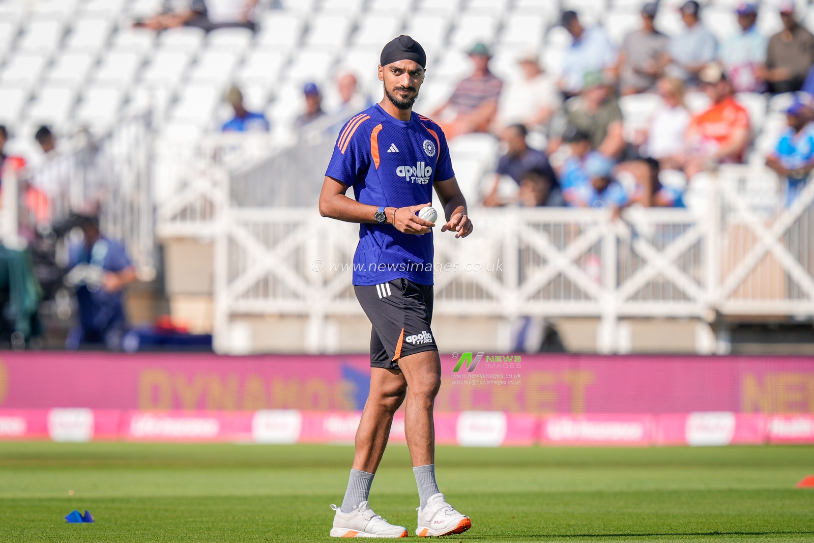 Arshdeep Singh of India in the pre-game warm up session during the Third Vitality T20 International match England vs India at Trent Bridge, Nottingham, United Kingdom on 07 July 2026

(Photo by Maynard Manyowa/News Images)