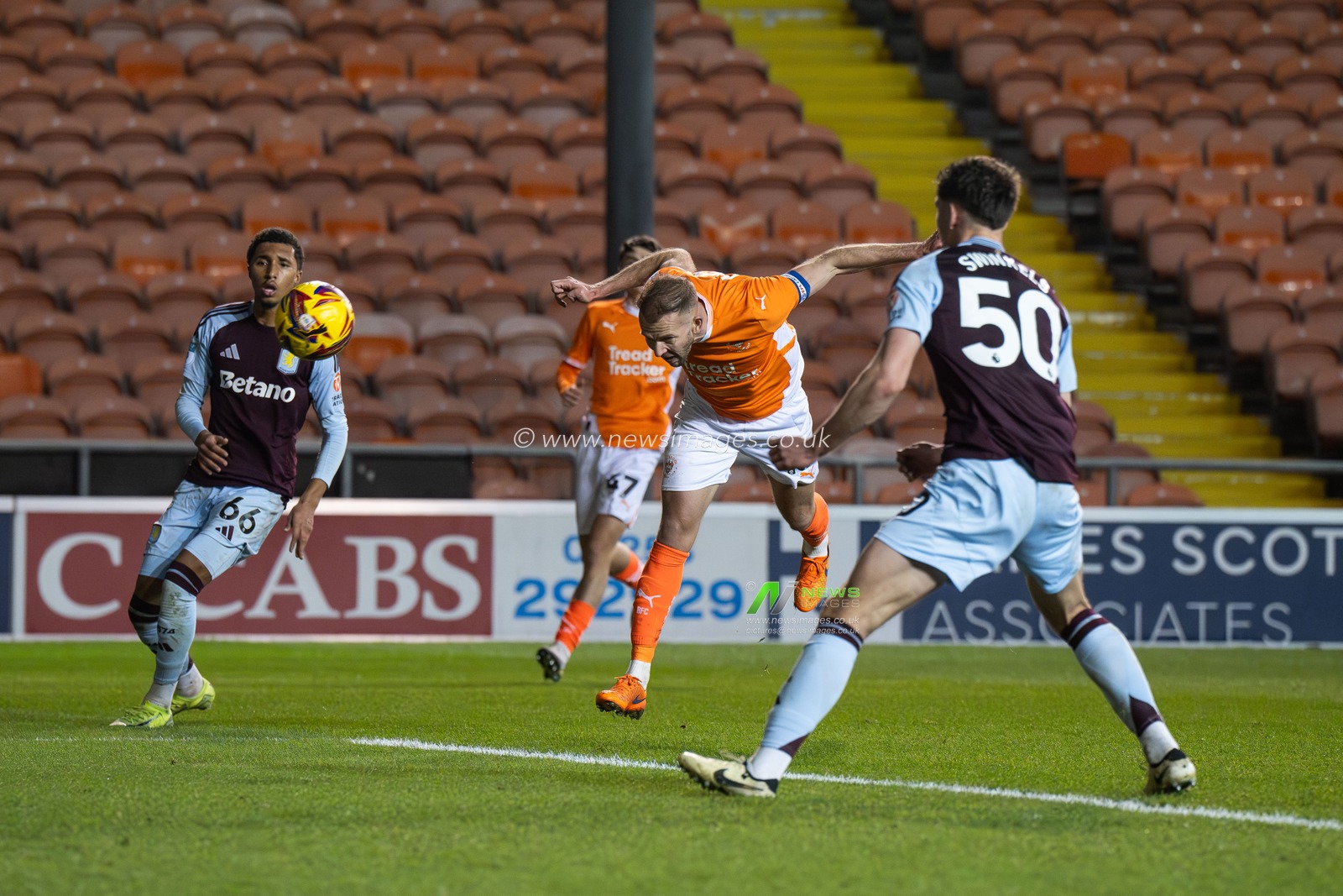 Jordan Rhodes of Blackpool heads on goal during the Vertu Trophy match Blackpool vs Aston Villa U21 at Bloomfield Road, Blackpool, United Kingdom, 17th December 2024

(Photo by Craig Thomas/News Images)