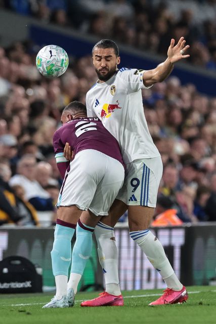 Dominic Calvert-Lewin of Leeds United and Kyle Walker of Burnley battle for the ball during the Premier League match Leeds United vs Burnley at Elland Road, Leeds, United Kingdom on 01 May 2026

(Photo by Mark Cosgrove/News Images)