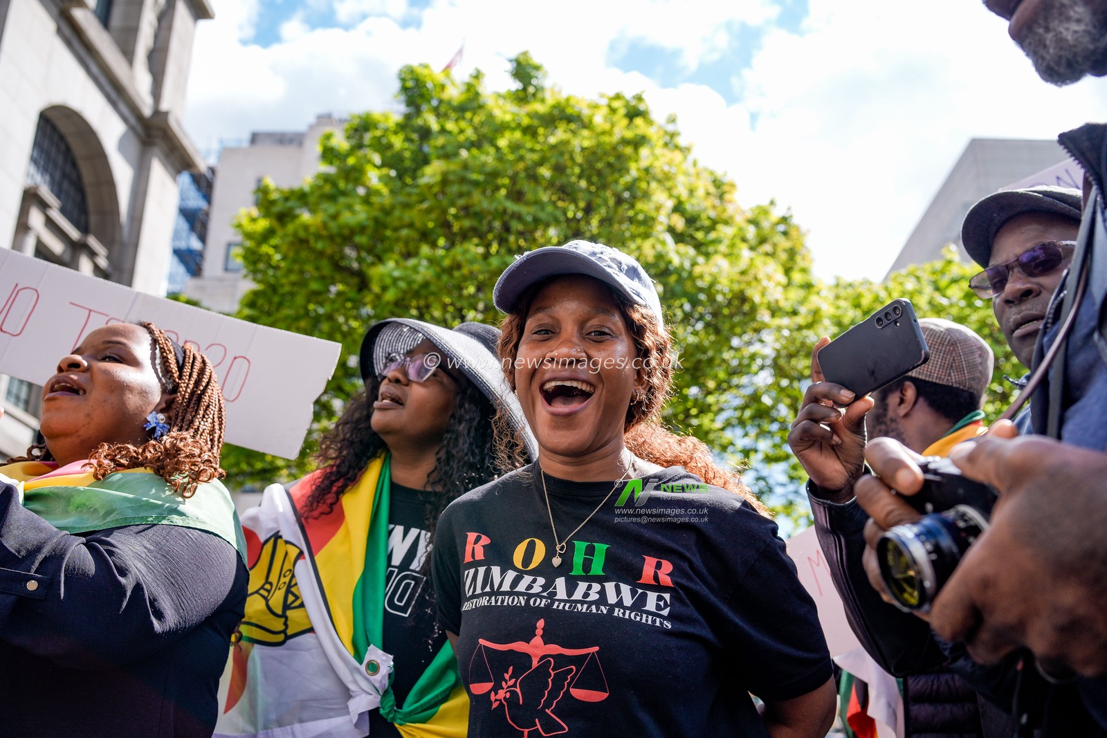 Journalist and Social Activist Romancia Chiomba protests UK-based Zimbabweans gather outside the Zimbabwe Embassy in London on 18 April 2026 to protest the Constitution of Zimbabwe Amendment (No. 3) Bill, which critics say would extend President Mnangagwa’s rule until 2030 and strip citizens of the direct vote for president.

(Photo by Maynard Manyowa/News Images)