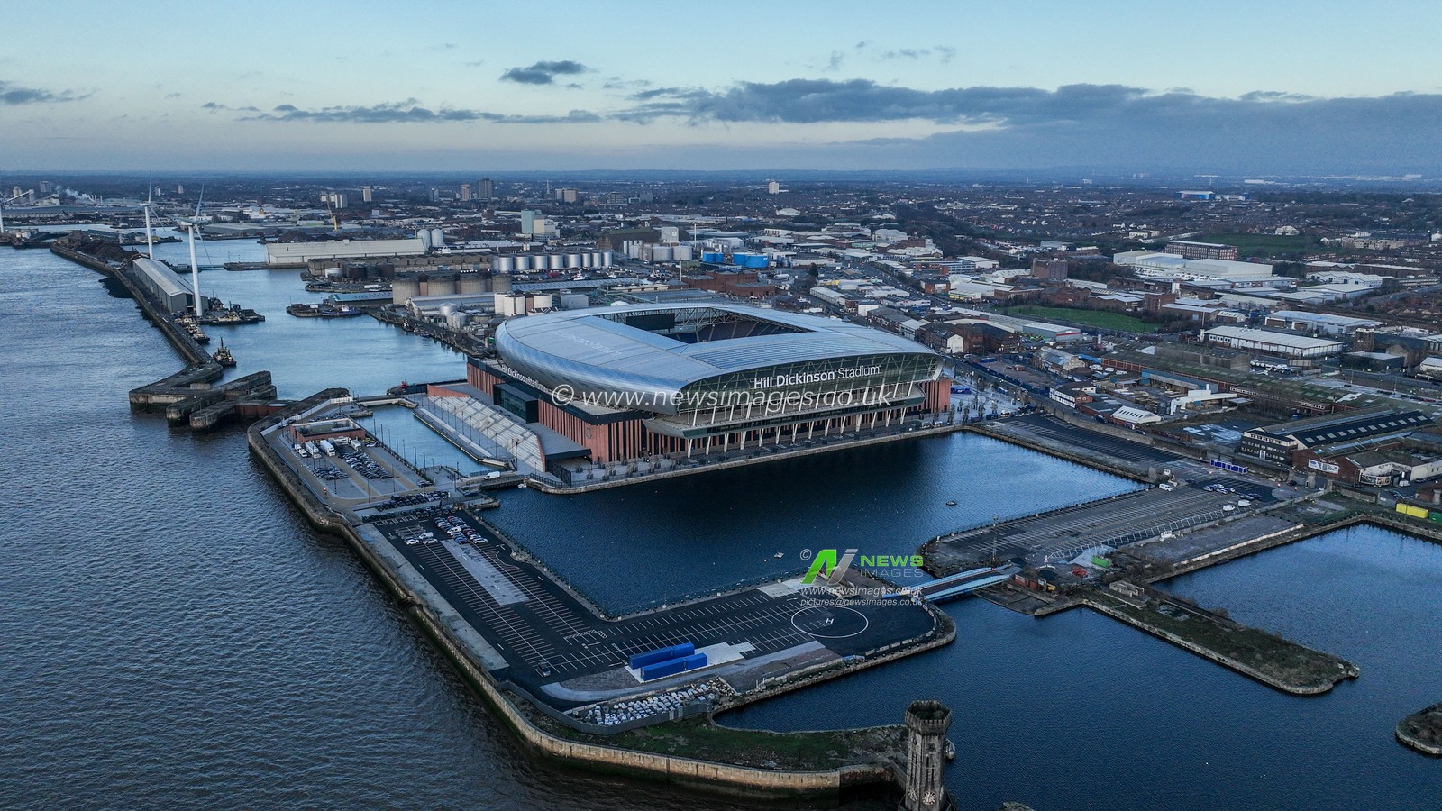 An Aerial view of Hill Dickinson Stadium ahead of the Premier League match Everton vs Arsenal at Hill Dickinson Stadium, Liverpool, United Kingdom, 20th December 2025

(Photo by Alfie Cosgrove/News Images)

*** GER AUT SUI OUT ***