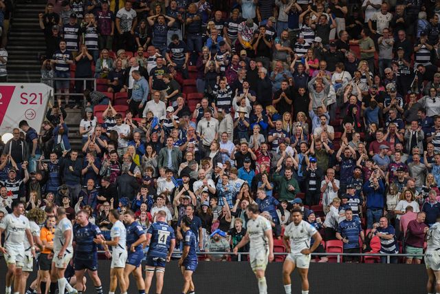 Bristol Bears fans celebrating the win during the Gallagher Premiership match Bristol Bears vs Bath at Ashton Gate, Bristol, United Kingdom on 29 May 2026

(Photo by Alex Williamson/News Images)