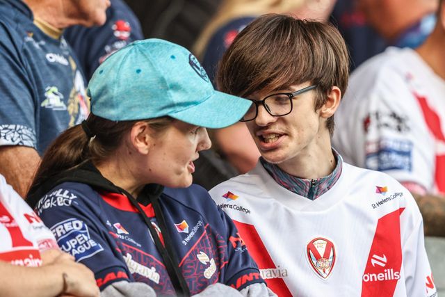 St Helens fans during the Betfred Super League round 19 match St Helens vs Leigh Leopards at Totally Wicked Stadium, St Helens, United Kingdom, 17th July 2025

(Photo by Alfie Cosgrove/News Images)