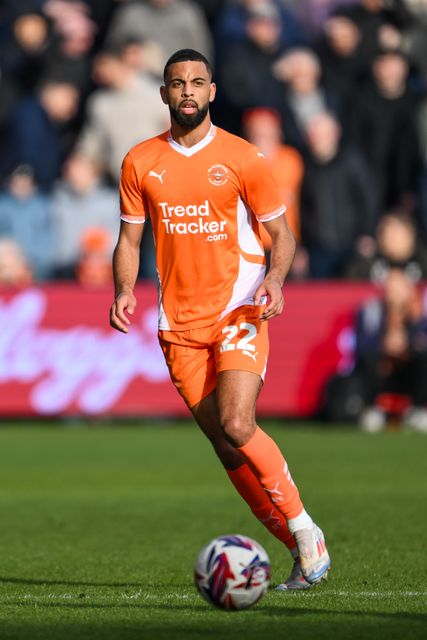 CJ Hamilton of Blackpool in action during the Sky Bet League 1 match Stockport County vs Blackpool at Edgeley Park Stadium, Stockport, United Kingdom, 1st March 2025

(Photo by Craig Thomas/News Images)