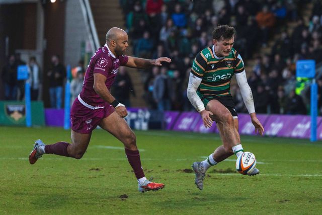 George Furbank of Northampton Saints during the Gallagher Premiership match Northampton Saints vs Sale Sharks at Cinch Stadium at Franklin's Gardens, Northampton, United Kingdom, 20th December 2025

(Photo by Craig Evans/News Images)

*** GER AUT SUI OUT ***