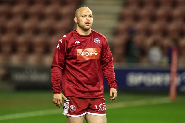 Liam Marshall of Wigan Warriors in the pre-game warm up during the Betfred Super League round 5 match Wigan Warriors vs York Knights at The Brick Community Stadium, Wigan, United Kingdom on 19 March 2026

(Photo by Alfie Cosgrove/News Images)