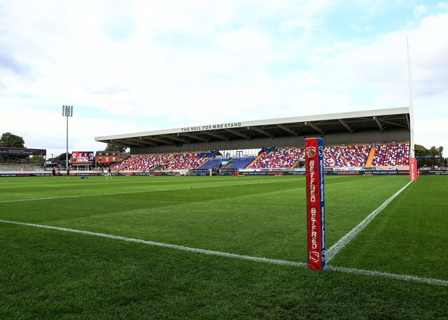 A general view of DIY Kitchens Stadium during the Betfred Super League round 21 match Wakefield Trinity vs St Helens at DIY Kitchens Stadium, Wakefield, United Kingdom, 8th August 2025

(Photo by Richard Bierton/News Images)