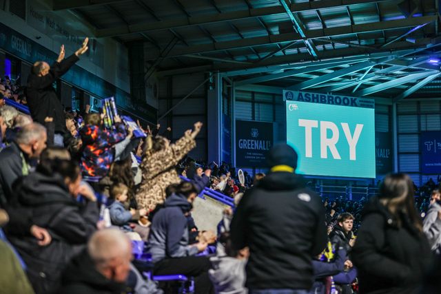 Warrington fans celebrate a try from Toafofoa Sipley of Warrington Wolves during the Betfred Super League Round 3 match Warrington Wolves vs Wakefield Trinity at The Halliwell Jones Stadium, Warrington, United Kingdom on 28 February 2026

(Photo by Alfie Cosgrove/News Images)